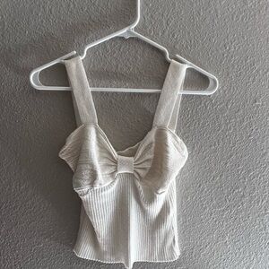 Vintage Elegant Cream Bow Detail Top